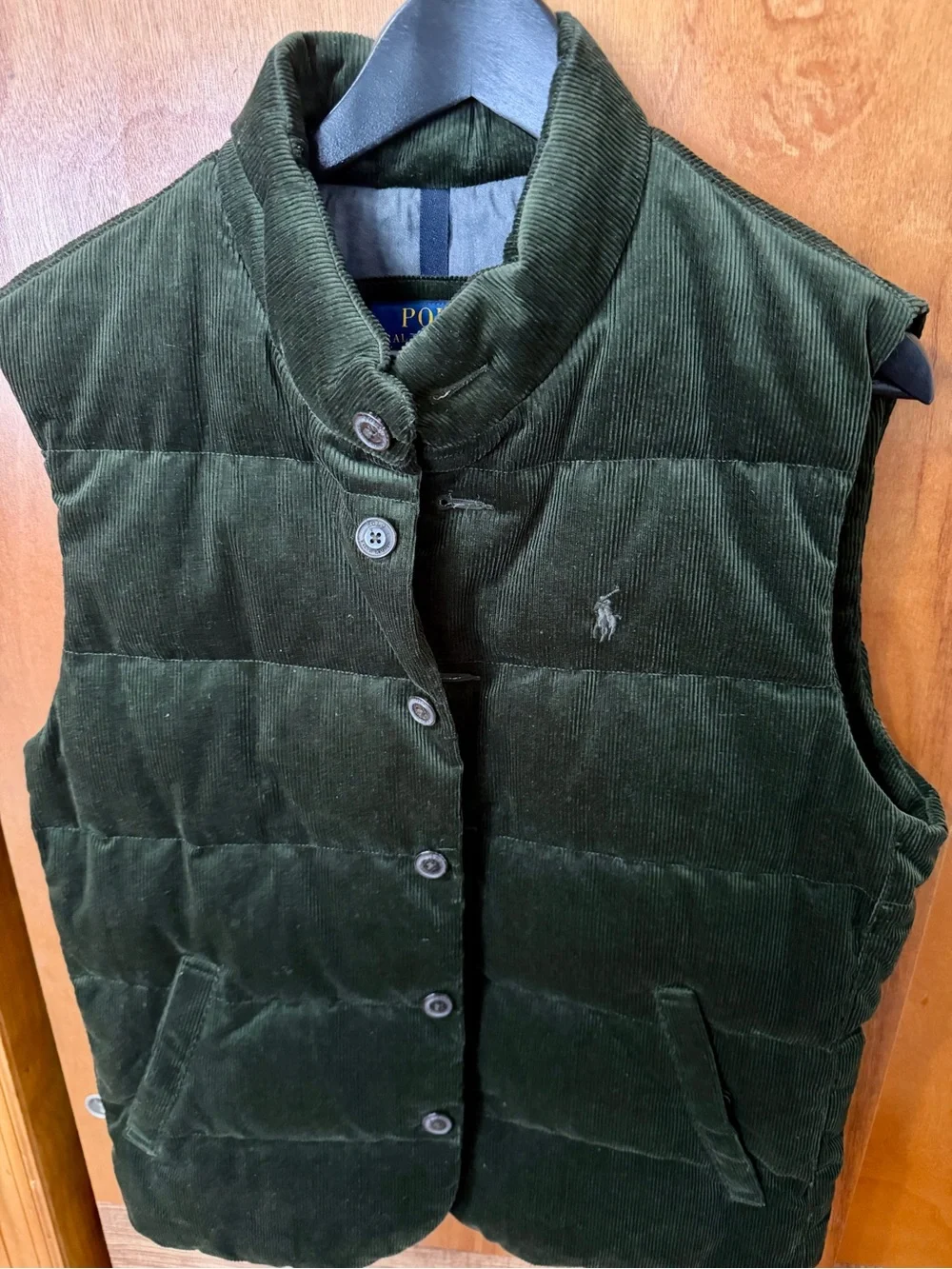 Polo by Ralph Lauren Duck Down Olive Green Corduroy Quilted Vest